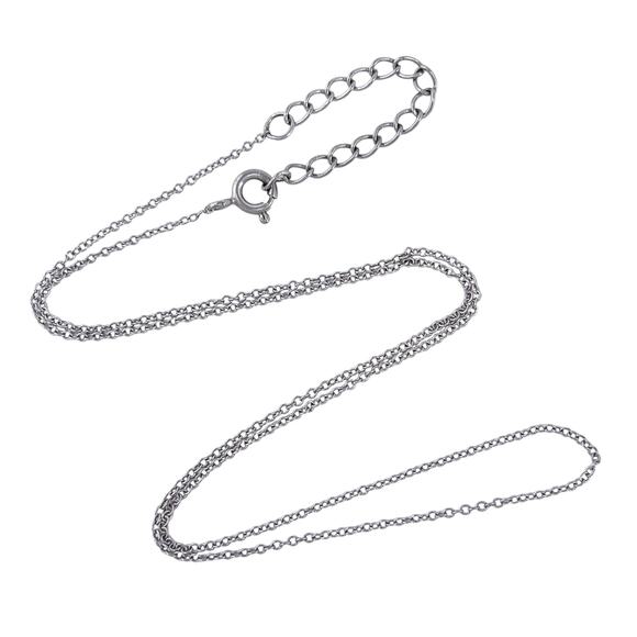 Cable Link Chain Necklace | Vintage Sterling Silver 925 Adjustable 16.5"-18.5" - Picture 1 of 3